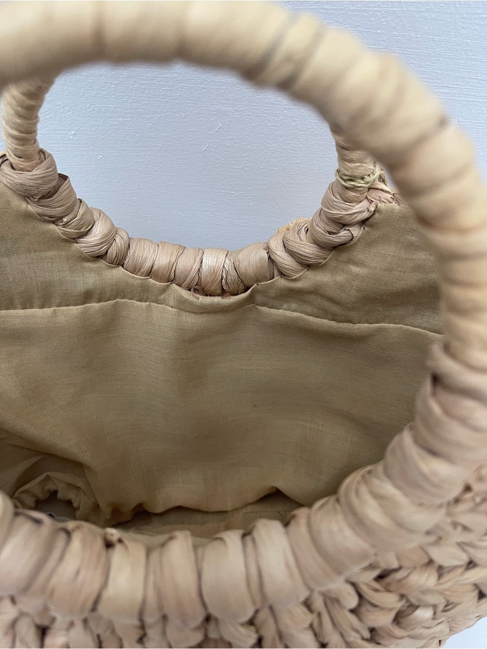 Woven Straw Tote Bag with Pom Pom Accent - Natural - Picture 2 of 8